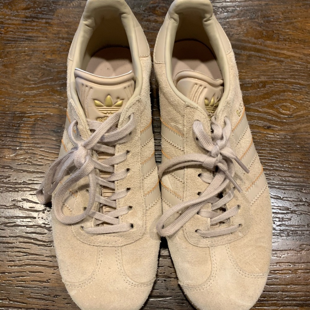 Beige Suede Adidas Gazelle Sneakers